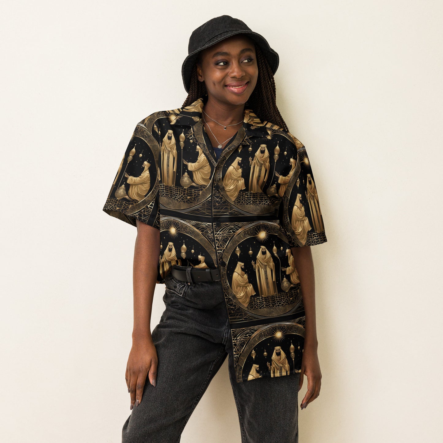 PGP Holiday Felis Día de Reyes Unisex Button Shirt – Lightweight, Moisture-Wicking, Perfect for the Dancefloor