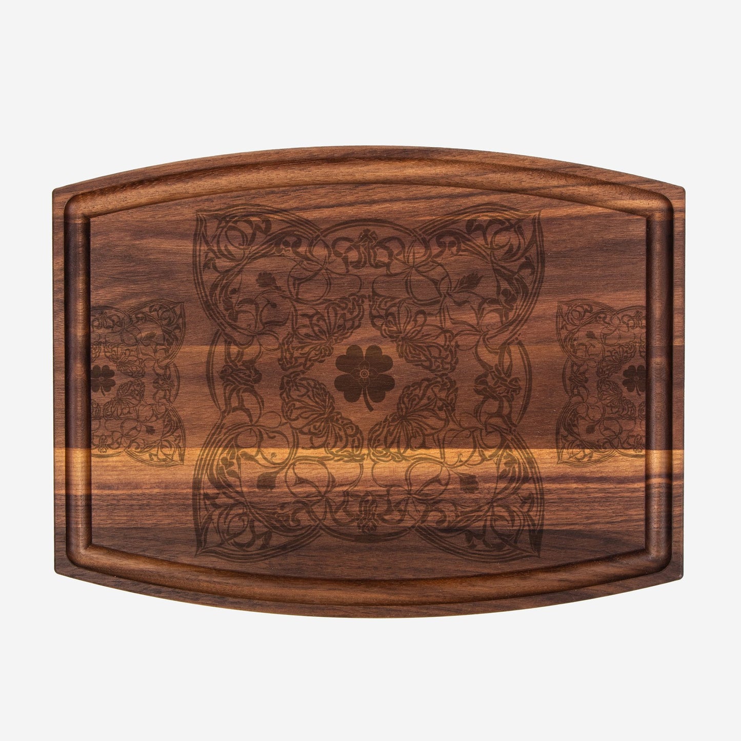 Good Luck Arched Wood Cutting Board with Groove - 12" x 9"
