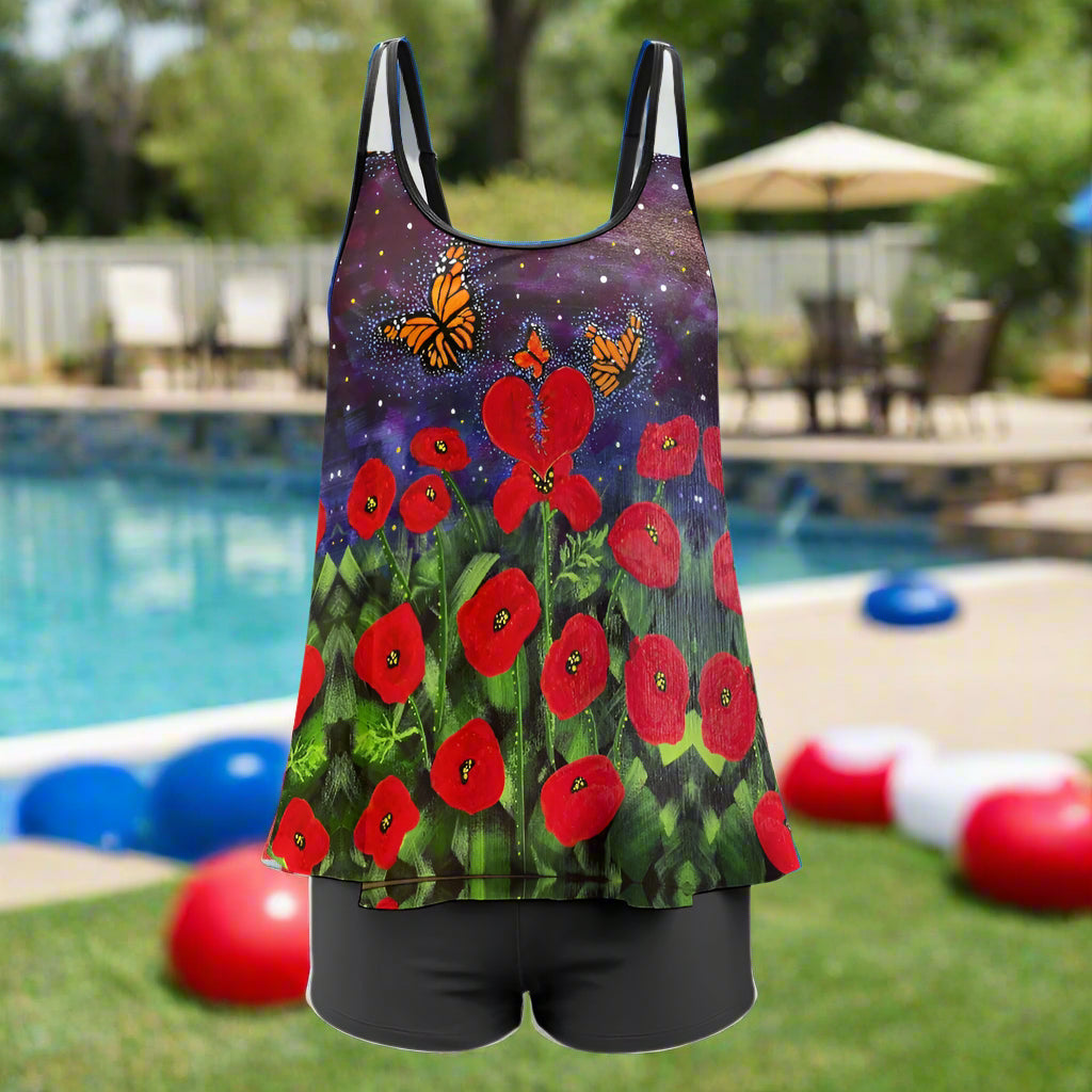 PGP Holiday Margeaux Remembrance Plus Size Split Swimsuit Set – Flattering Fit for Pool, Beach & Beyond