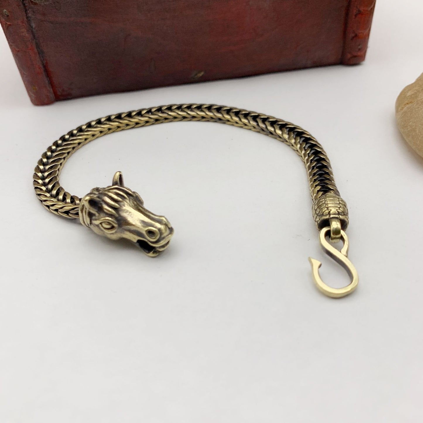 Whisper of Éire | PGP Holiday — Men’s Horse Head Brass Chain Bracelet (Celtic Style)