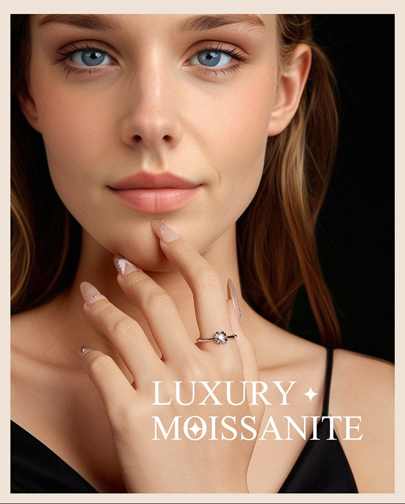 PGP Holiday Whisper of Éire — 925 Sterling Silver Clover Moissanite Adjustable Ring