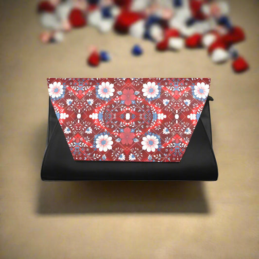 PGP Holiday State of Bloom Clutch with Magnetic Closure in Animal-Free Leather Alternative