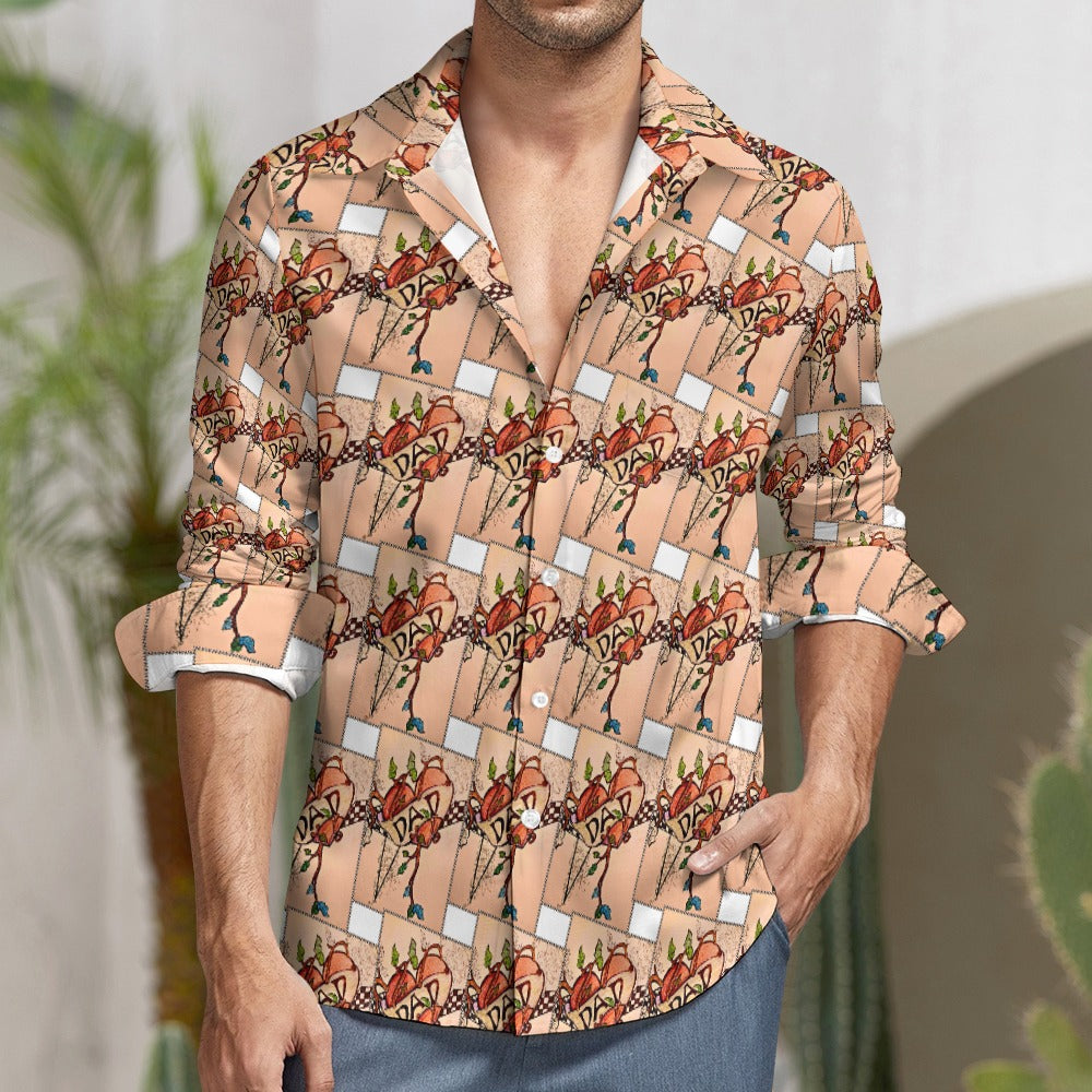 Terry Quinn Peach Velvet Long Sleeve Casual Shirt – Designed by Stacy Lee Frasier for PGP Holiday