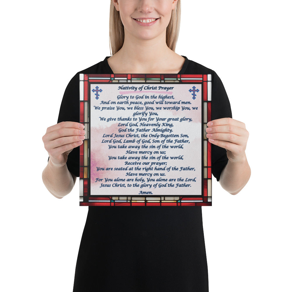 Orthodox Christmas Canvas Wall Art – Nativity of Christ Prayer, Stained Glass Design