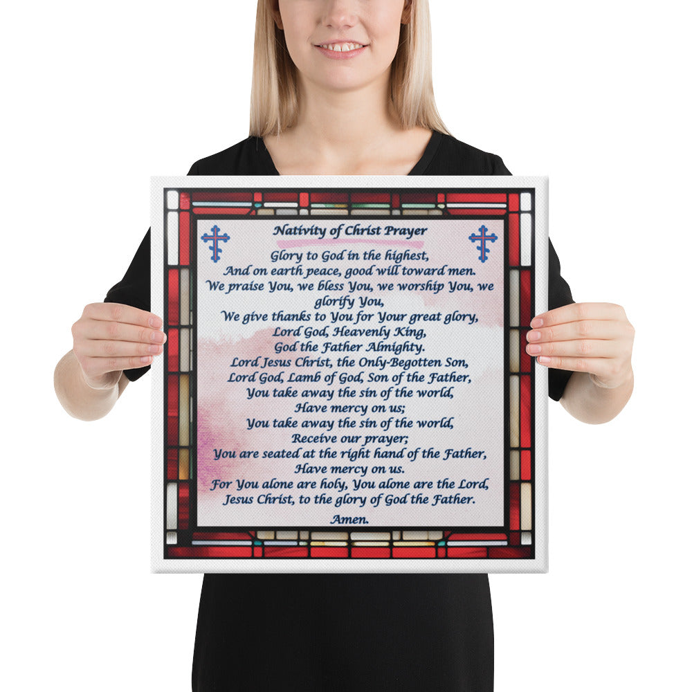 Orthodox Christmas Canvas Wall Art – Nativity of Christ Prayer, Stained Glass Design
