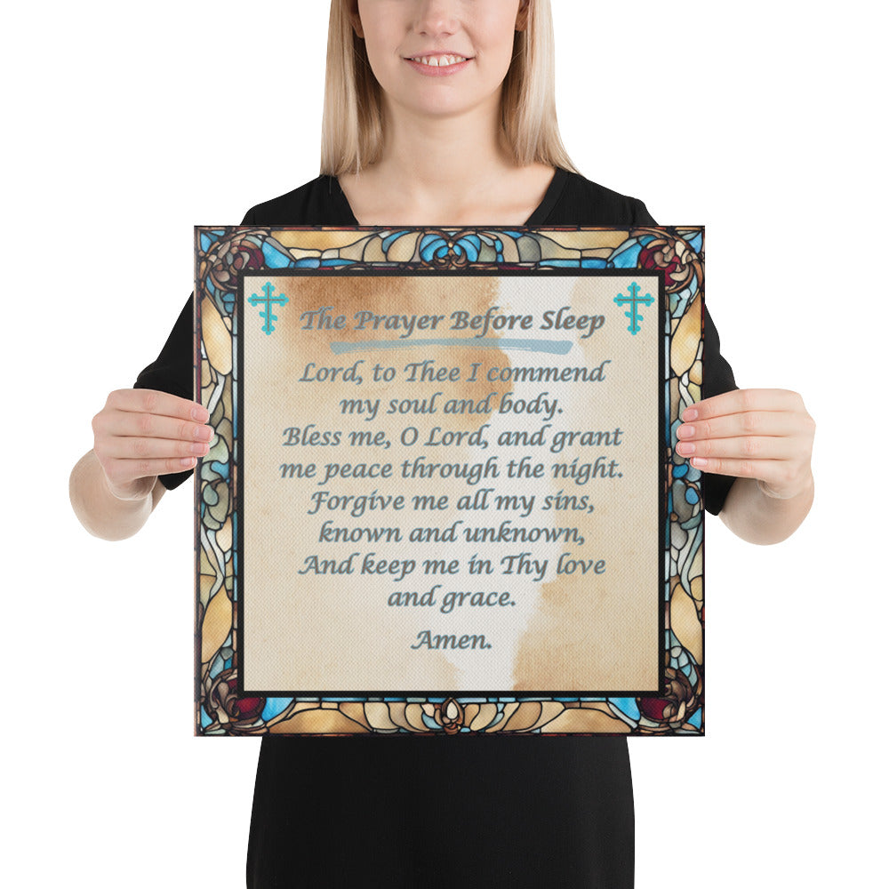 Orthodox Christmas Canvas Wall Art – Prayer Before Sleep, Stained Glass Design