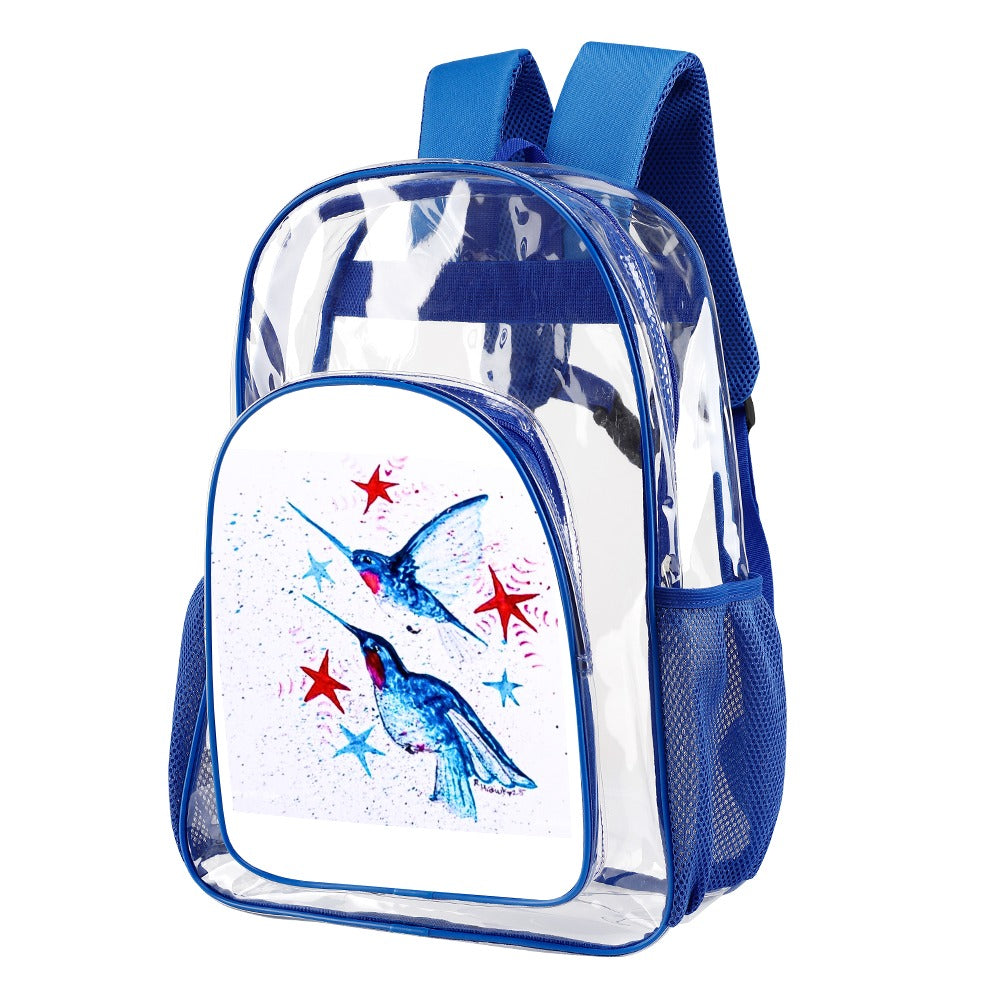 PGP Holiday | Rochelle Festive Flight True Blue Transparent Backpack – Modern Function with a Bold Twist