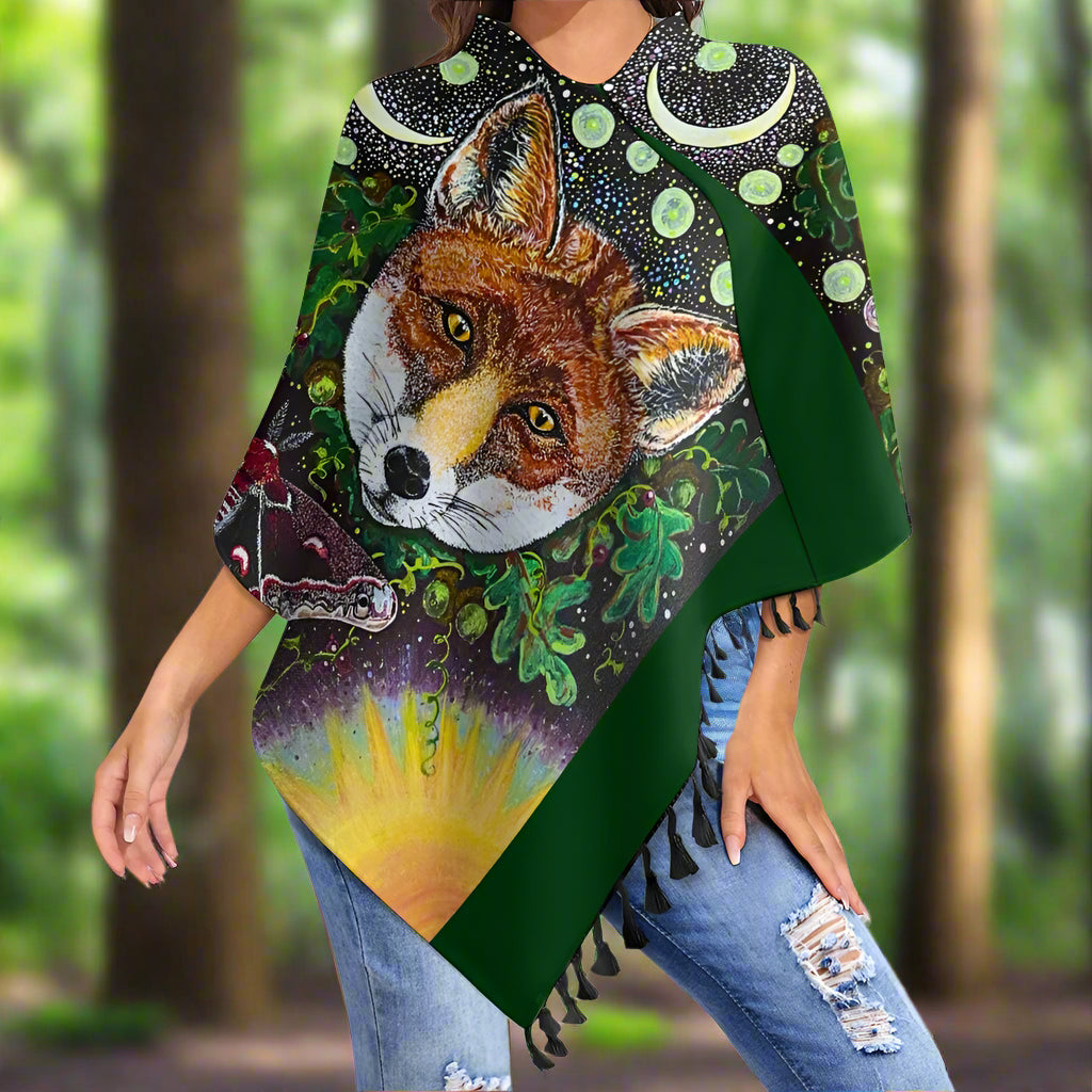 Margeaux Foxfire Knitted Tassel Shawl