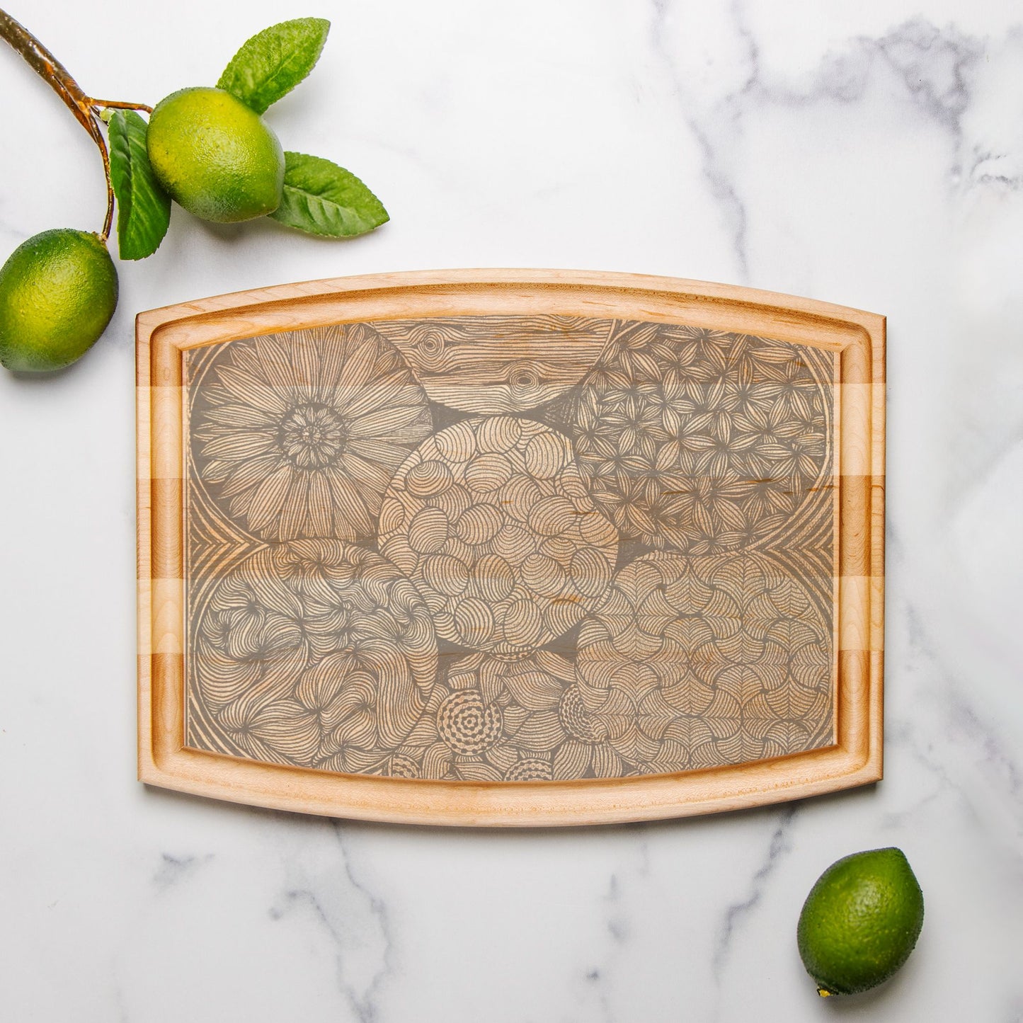 PGP Holiday Melissa Succo Arched Wood Cutting Board with Groove - 12" x 9"