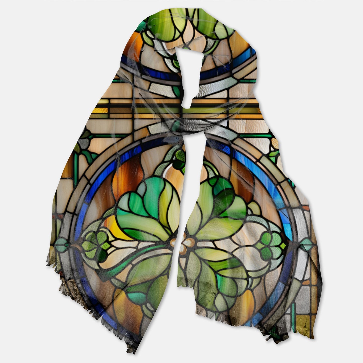 PGP Holiday Draíocht Ádh Pashmina Scarf | Stained Glass Motif – Soft, Lightweight & Stylish