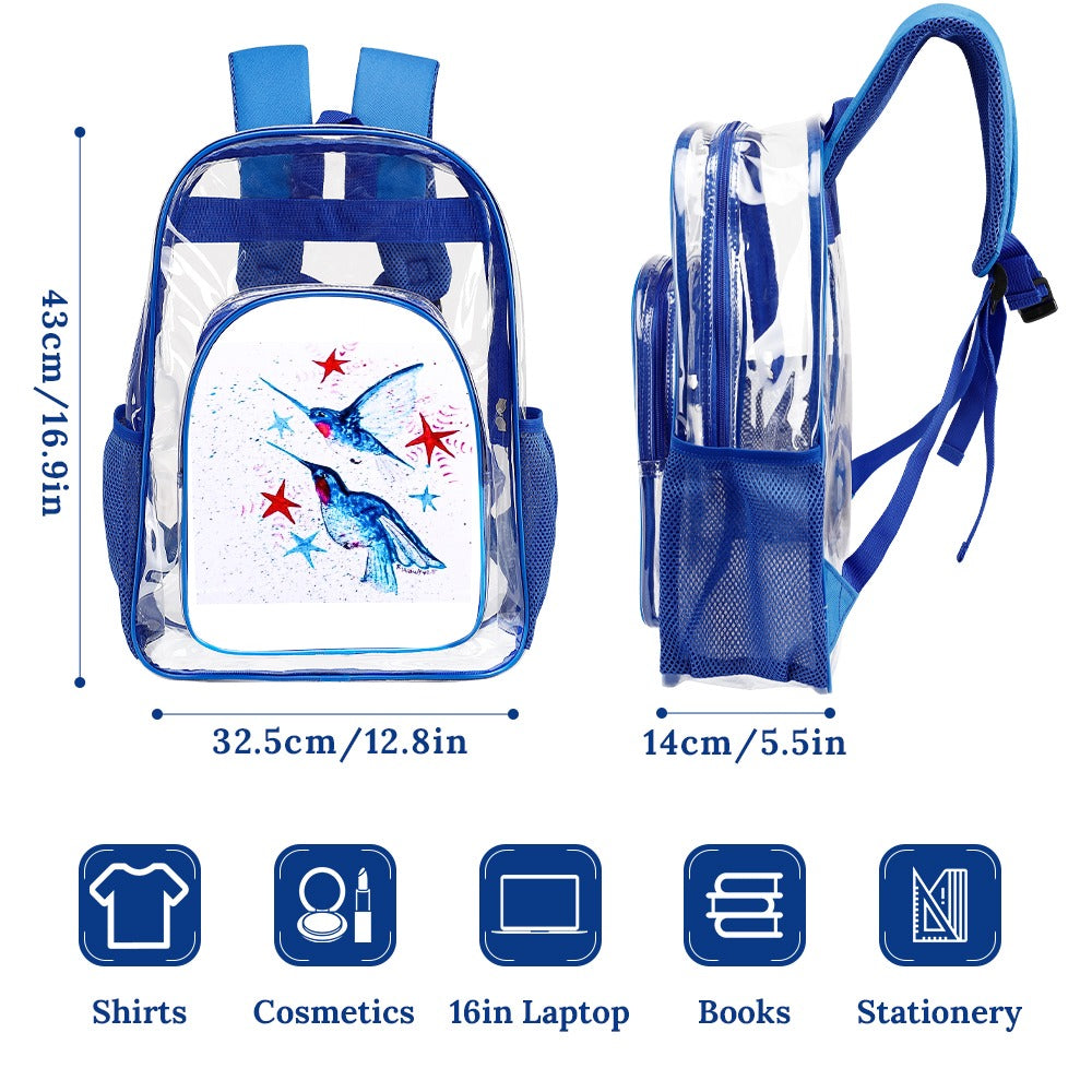 PGP Holiday | Rochelle Festive Flight True Blue Transparent Backpack – Modern Function with a Bold Twist