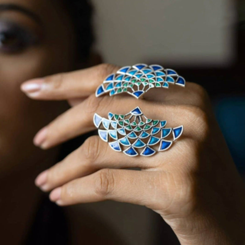 Blue Scallop Stud Earrings – Mermaidcore Alloy Drop Oil Finish | Ocean-Inspired