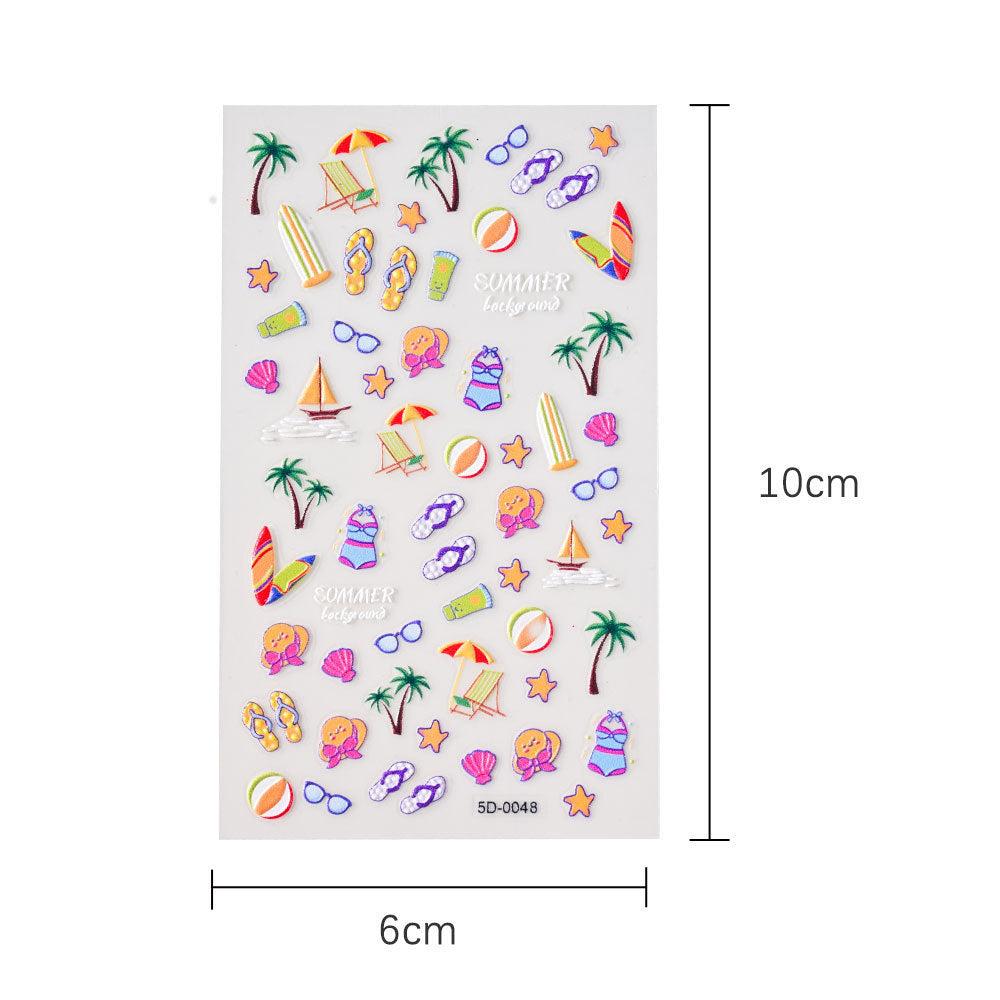 Mermaidcore 3D Ocean Wind Nail Stickers – 5D Embossed Relief for Sea-Inspired Nails