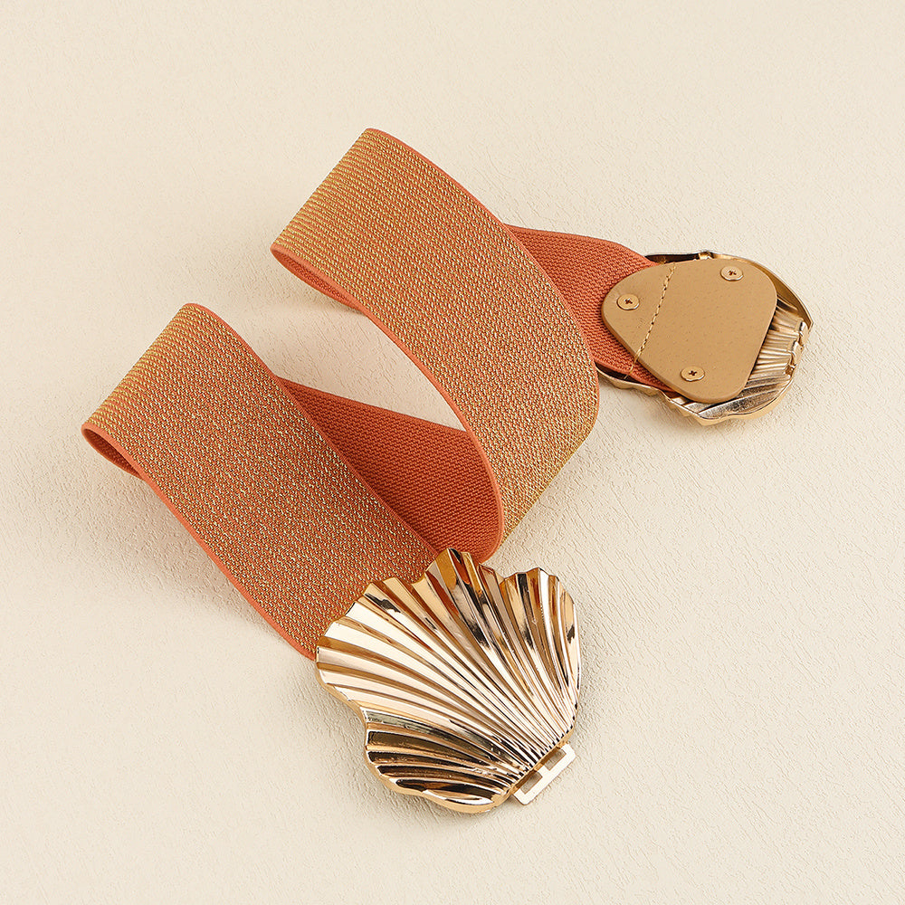 Scallop Coral Mermaidcore Elasticated Belt – Pearlescent Shell Waist Accessory