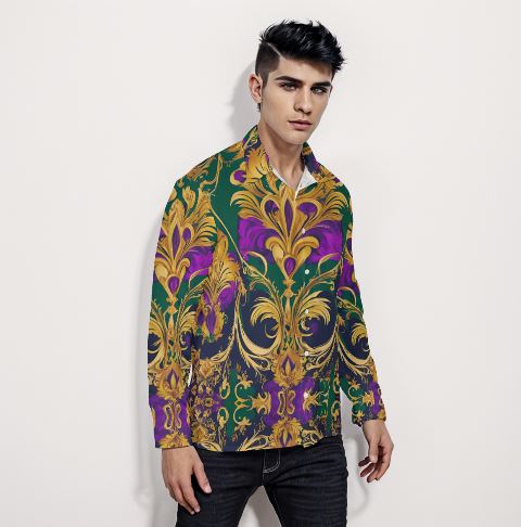 PGP Holiday Mardi Gras Long Sleeve Button-Down Shirt – Classic, Wrinkle-Resistant & Stylish