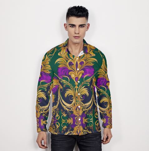 PGP Holiday Mardi Gras Long Sleeve Button-Down Shirt – Classic, Wrinkle-Resistant & Stylish