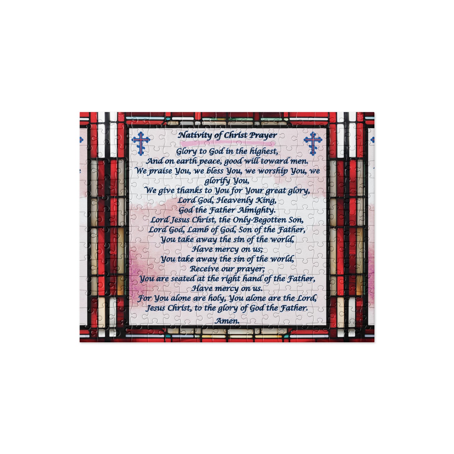 Orthodox Christmas Jigsaw Puzzle – Nativity of Christ Prayer, Stained Glass Design
