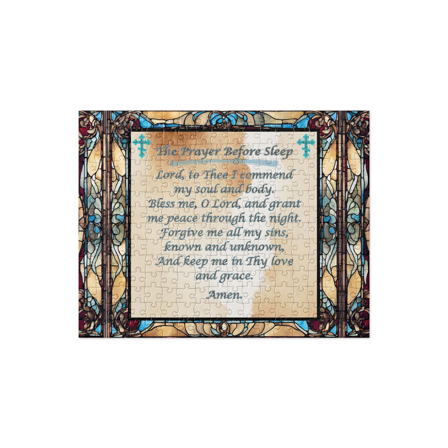 Orthodox Christmas Jigsaw Puzzle – Prayer Before Sleep, Stained Glass Design