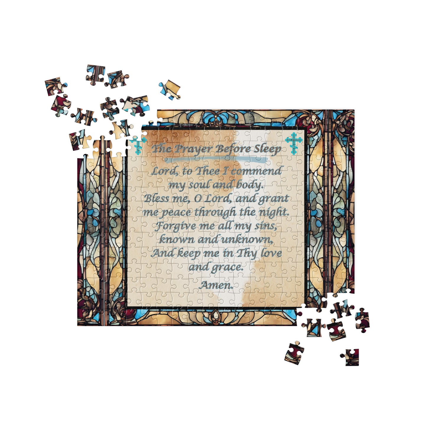 Orthodox Christmas Jigsaw Puzzle – Prayer Before Sleep, Stained Glass Design