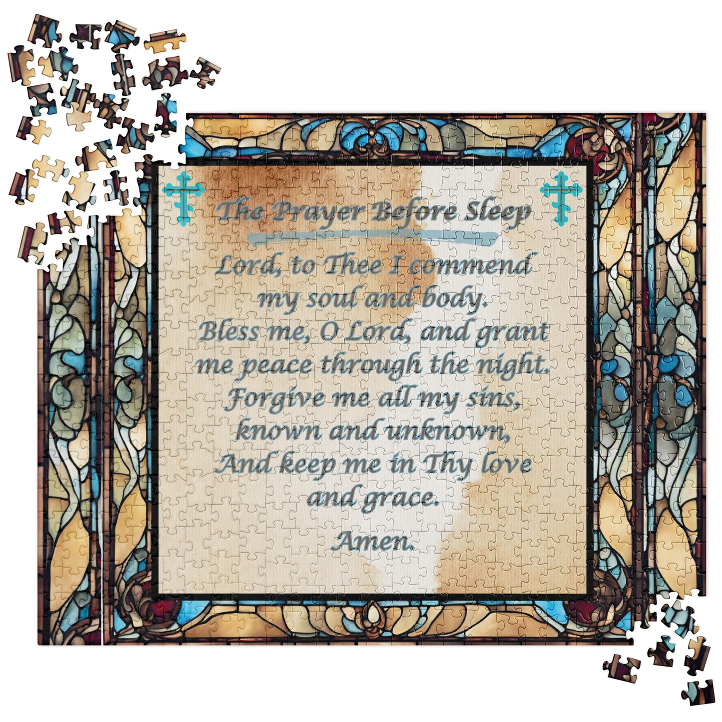 Orthodox Christmas Jigsaw Puzzle – Prayer Before Sleep, Stained Glass Design