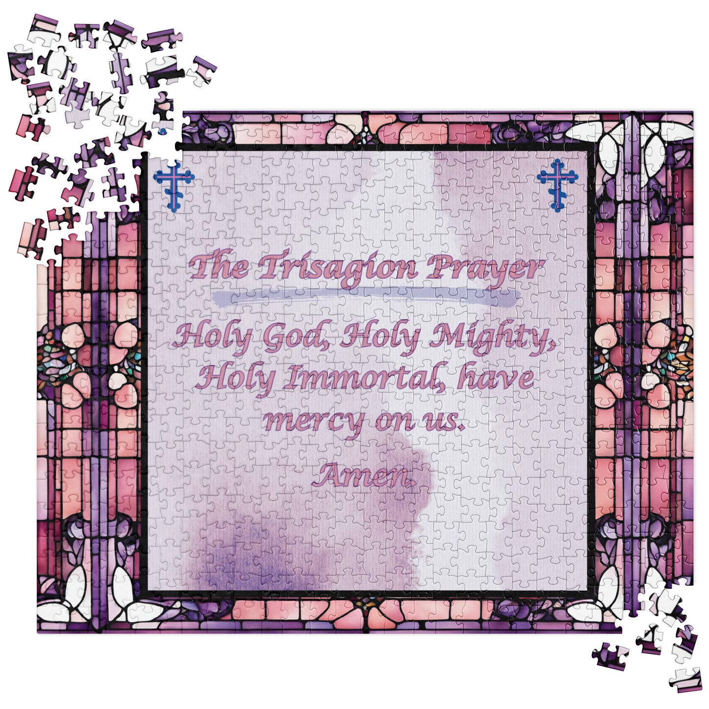 Orthodox Christmas Jigsaw Puzzle – The Trisagion Prayer, Stained Glass Design
