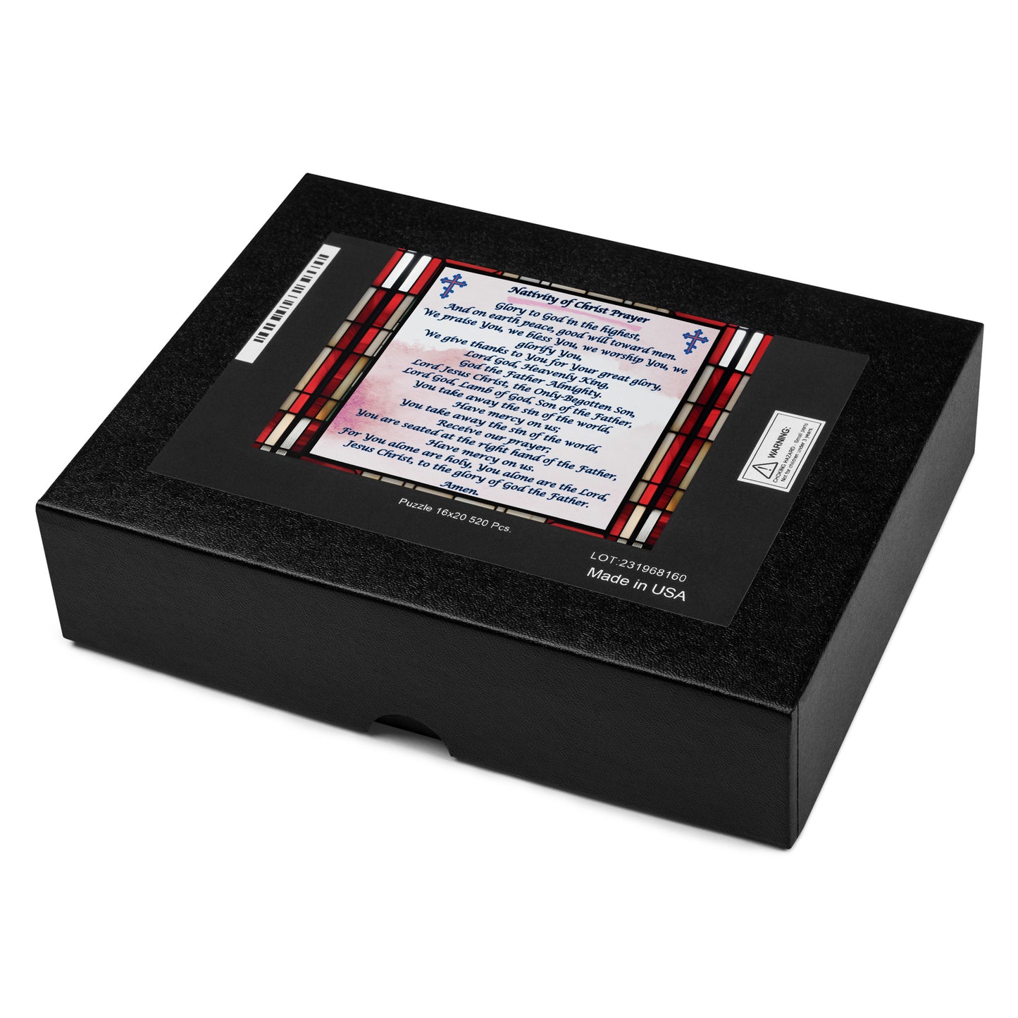 Orthodox Christmas Jigsaw Puzzle – Nativity of Christ Prayer, Stained Glass Design
