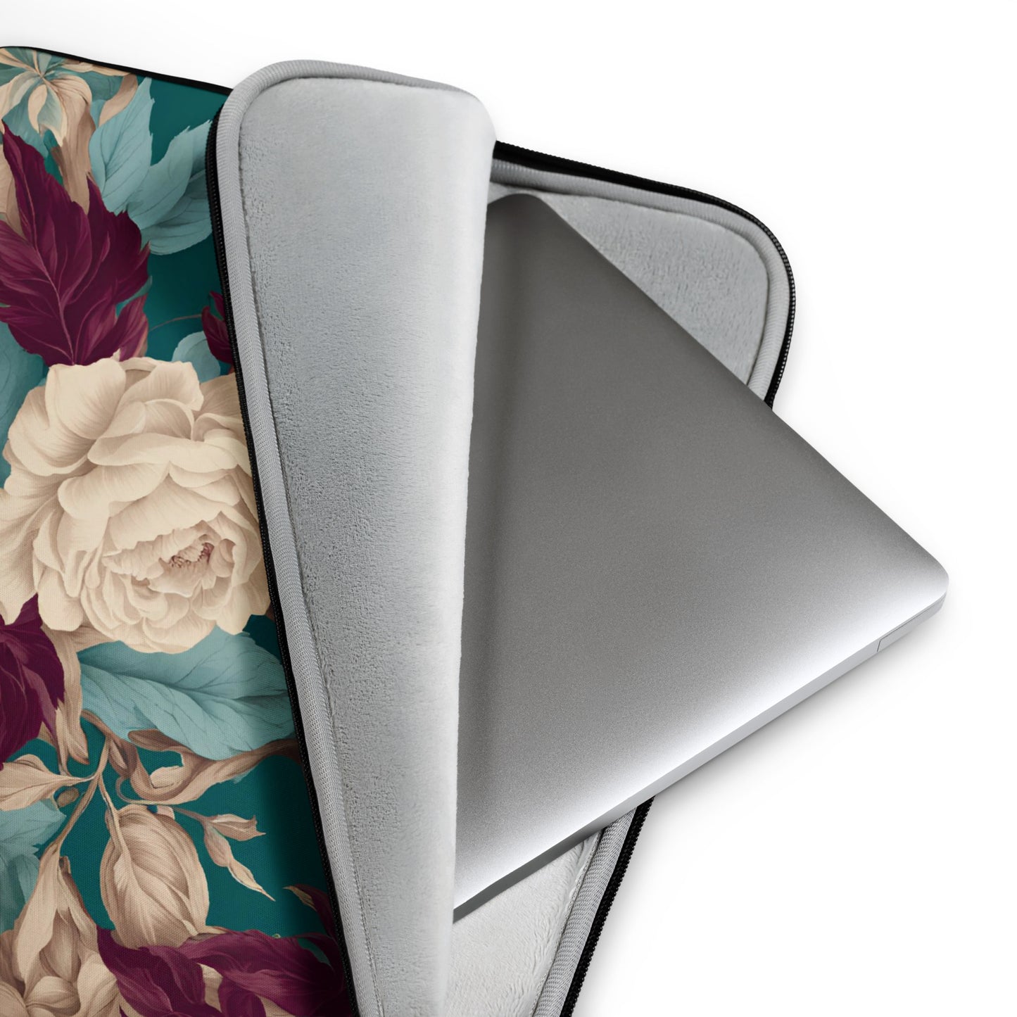 PGP Holiday Snow Caps Botanical Print Laptop Sleeve – Elegant, Protective, and Durable
