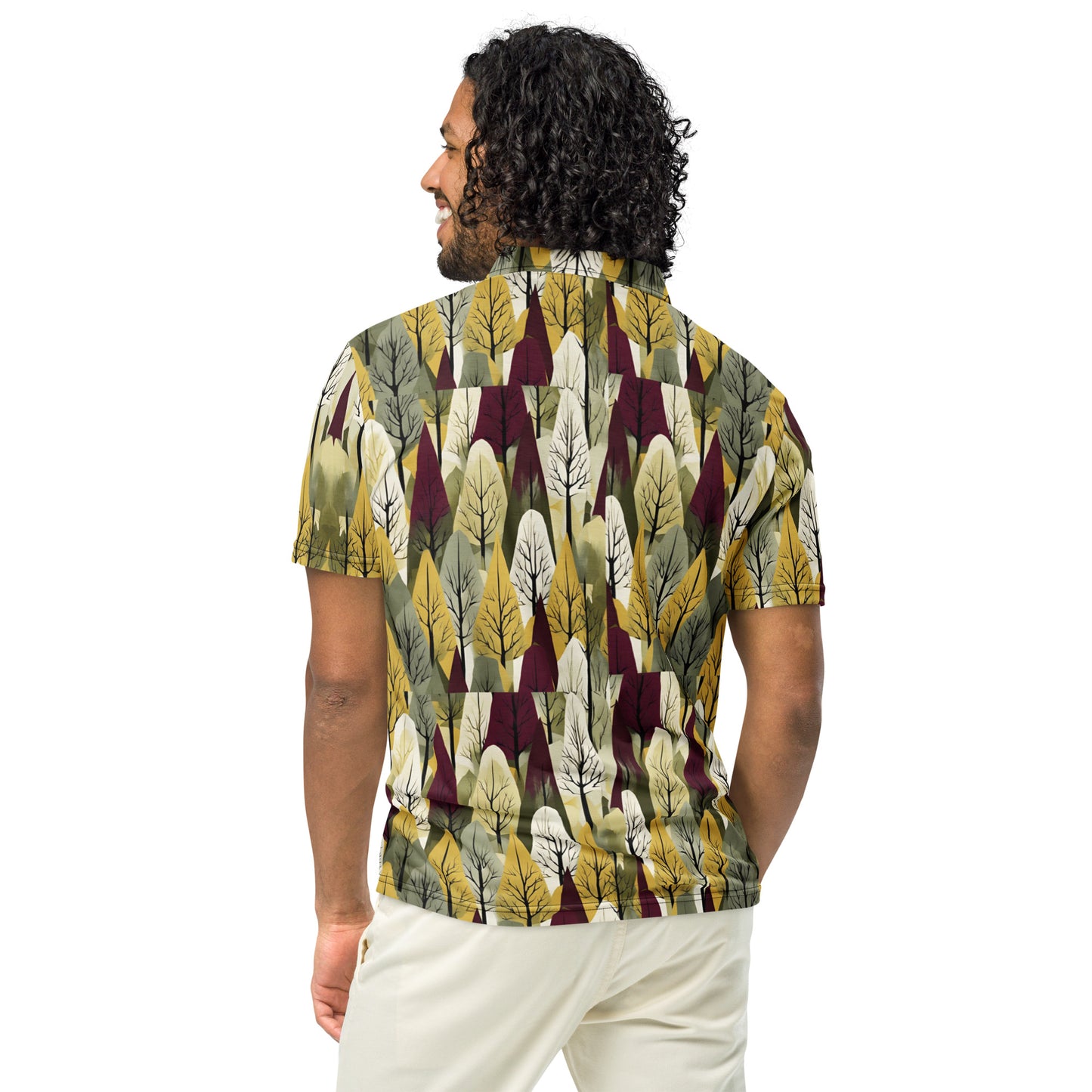 PGP Holiday First Snow Men’s Slim Fit Polo - Mid-Century Modern Inspired Print | Stylish & Comfortable