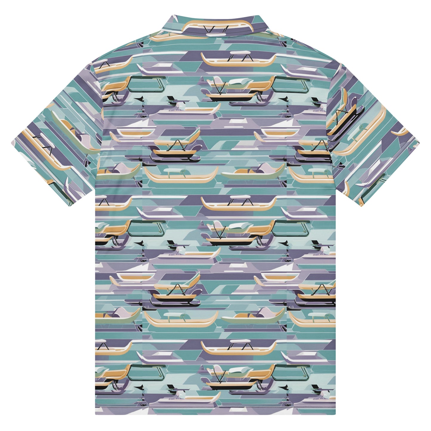 PGP Holiday Sled Scape Men’s Slim Fit Polo - Mid-Century Modern Inspired Print | Stylish & Comfortable