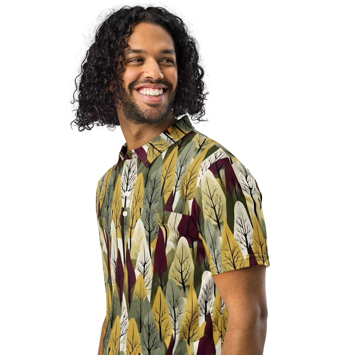 PGP Holiday First Snow Men’s Slim Fit Polo - Mid-Century Modern Inspired Print | Stylish & Comfortable