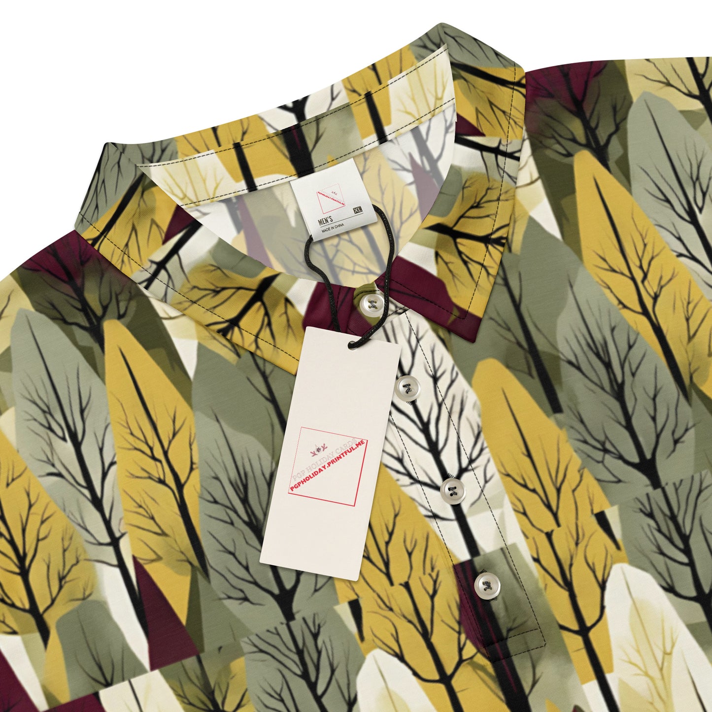 PGP Holiday First Snow Men’s Slim Fit Polo - Mid-Century Modern Inspired Print | Stylish & Comfortable