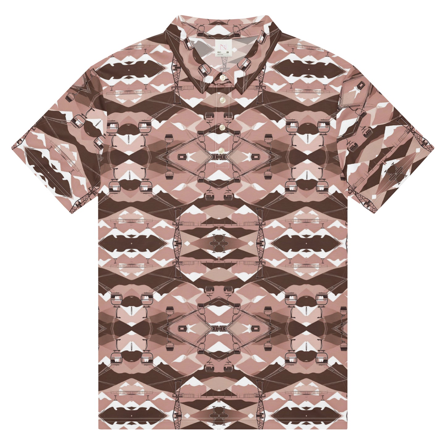 PGP Holiday Ski Lift Men’s Slim Fit Polo - Mid-Century Modern Inspired Ski Lift Print | Stylish & Comfortable