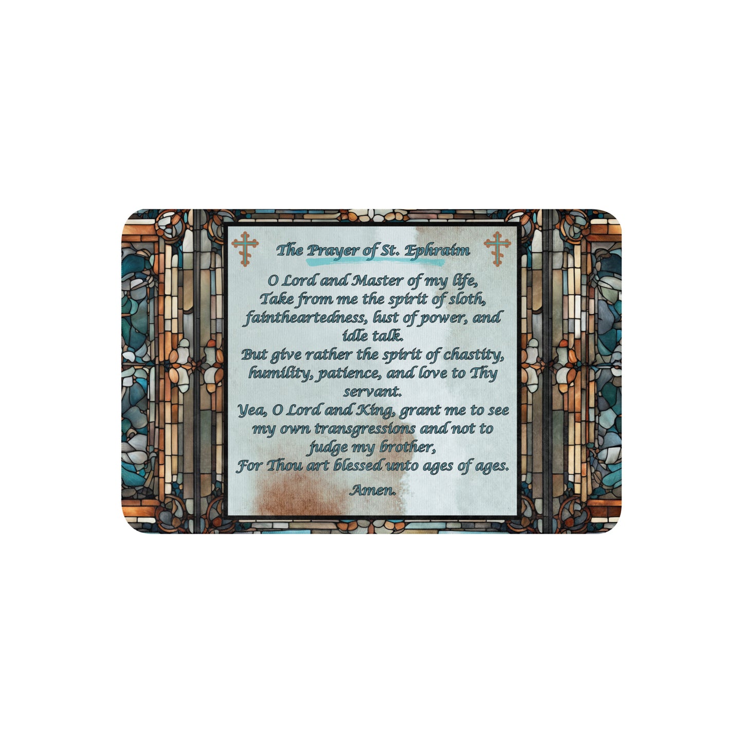 Orthodox Christmas Sherpa Blanket – Prayer of Saint Ephraim, Stained Glass Design