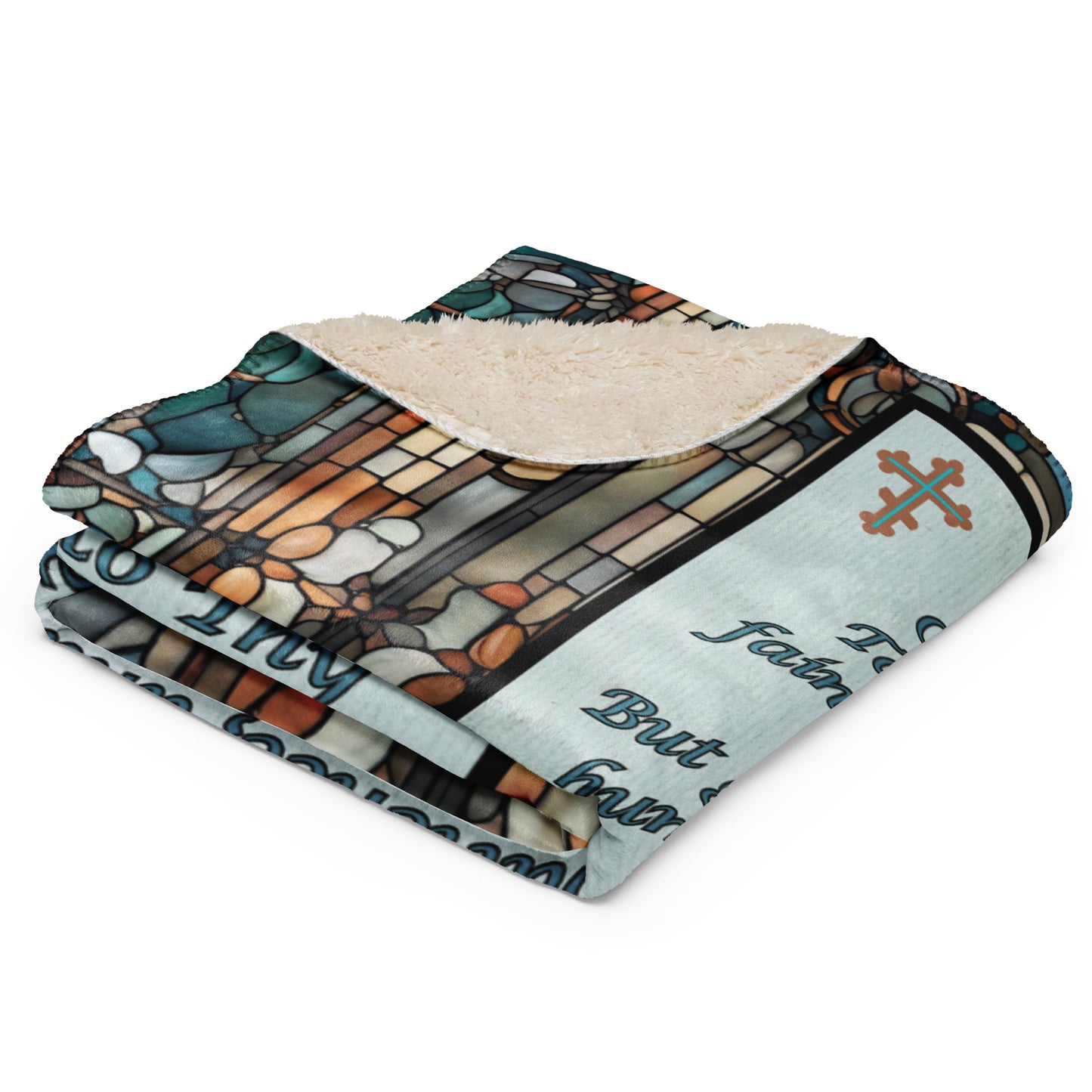 Orthodox Christmas Sherpa Blanket – Prayer of Saint Ephraim, Stained Glass Design