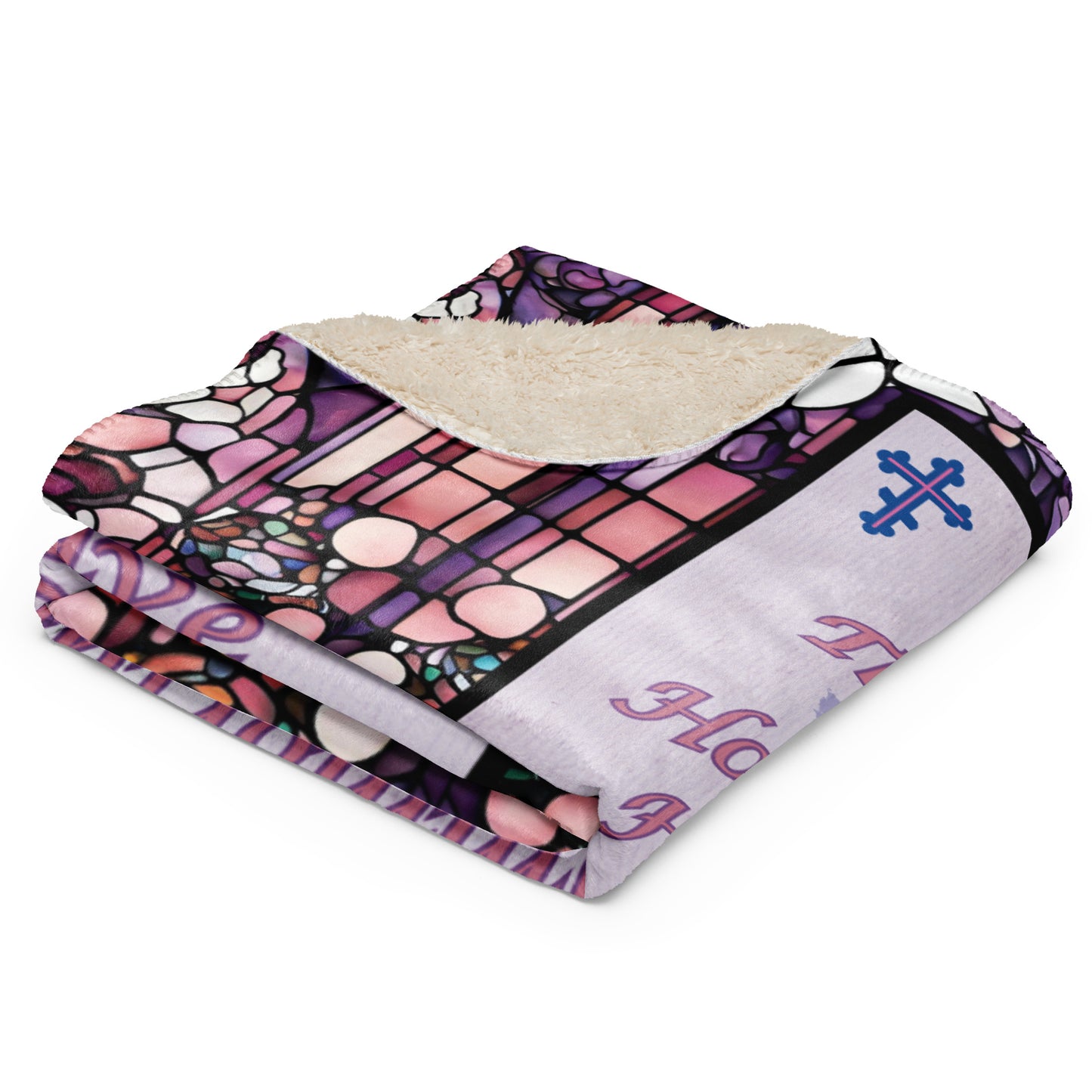 Orthodox Christmas Sherpa Blanket – The Trisagion Prayer, Stained Glass Design