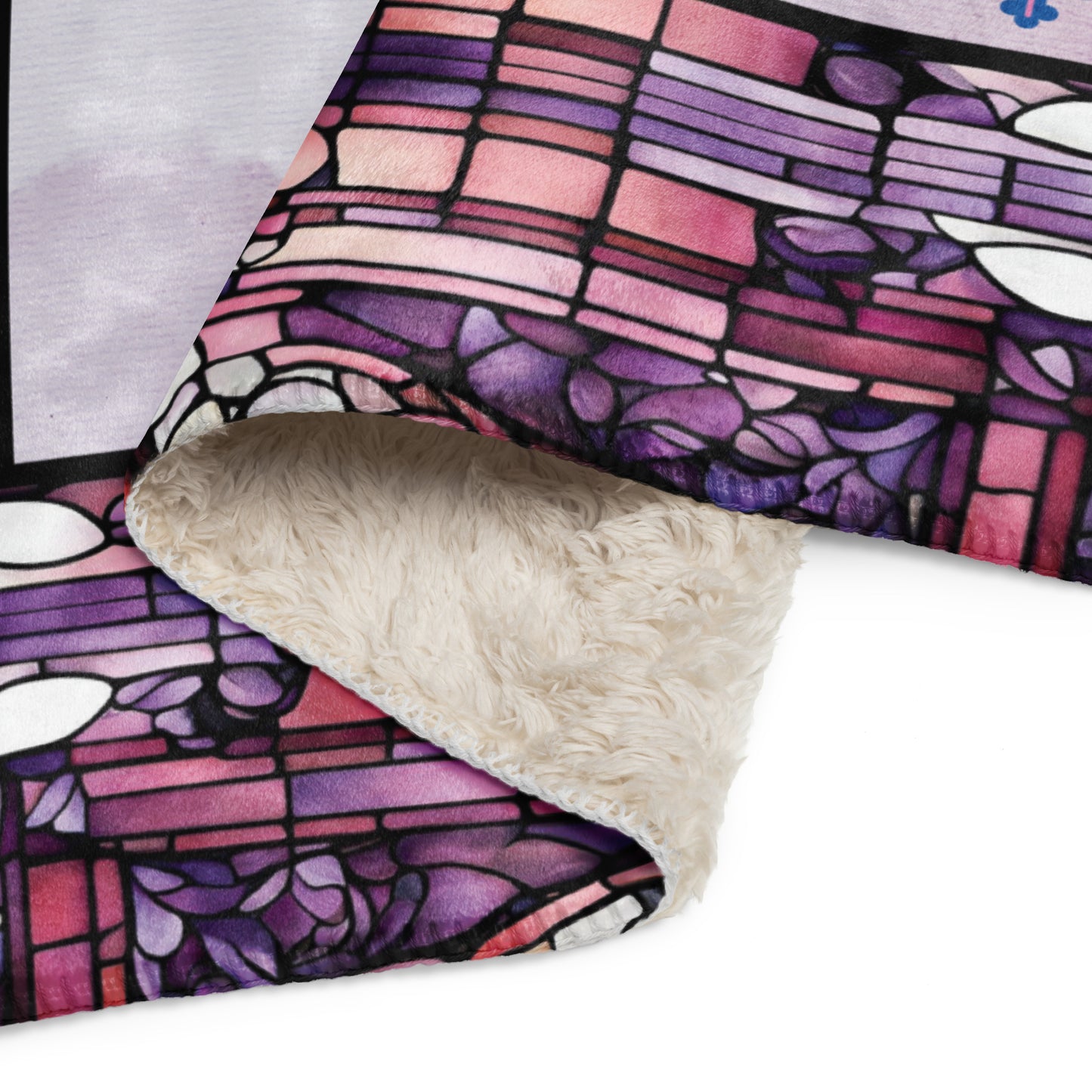 Orthodox Christmas Sherpa Blanket – The Trisagion Prayer, Stained Glass Design