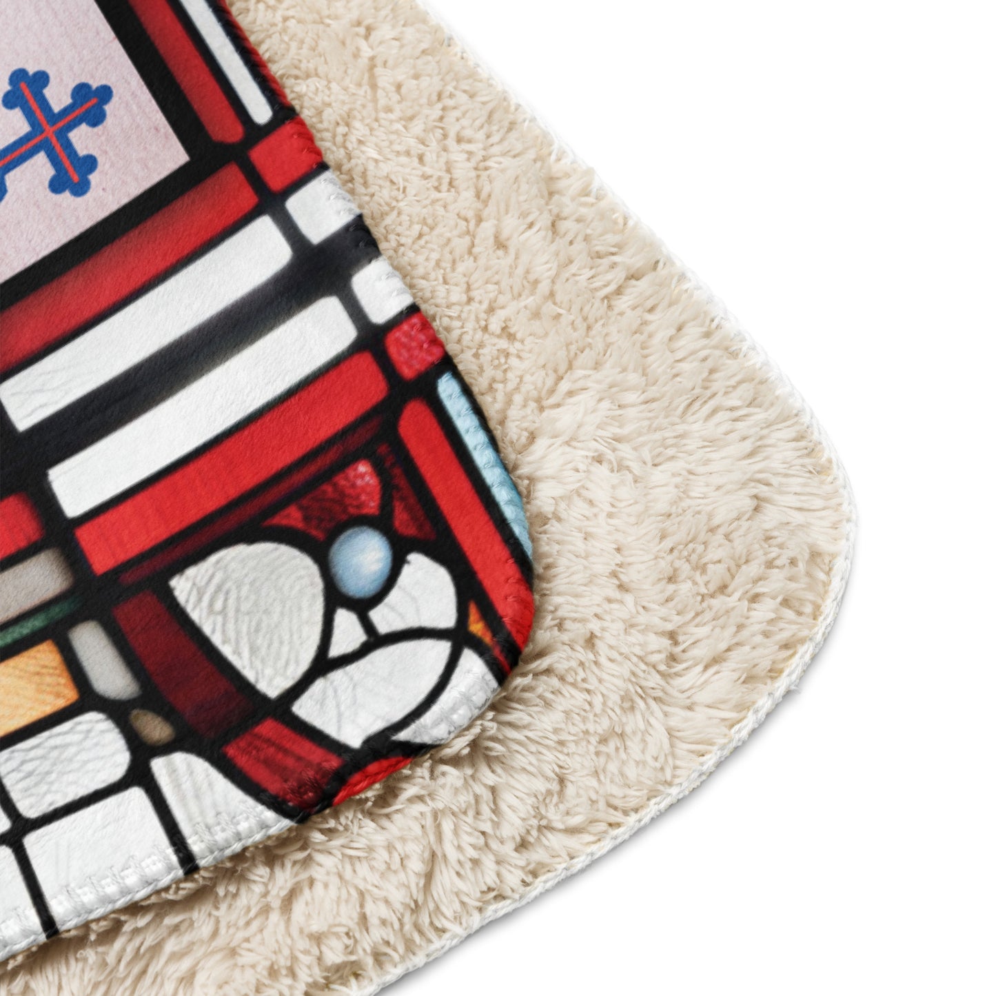 Orthodox Christmas Sherpa Blanket – Nativity of Christ Prayer, Stained Glass Design