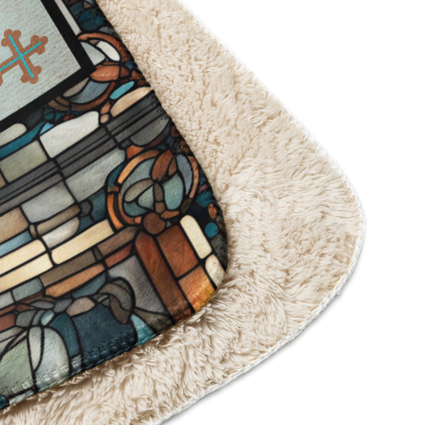 Orthodox Christmas Sherpa Blanket – Prayer of Saint Ephraim, Stained Glass Design