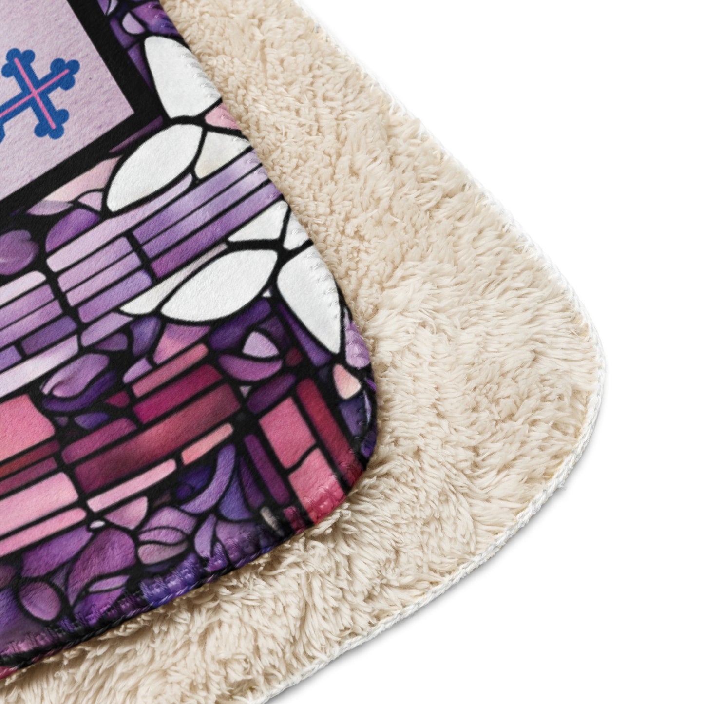Orthodox Christmas Sherpa Blanket – The Trisagion Prayer, Stained Glass Design