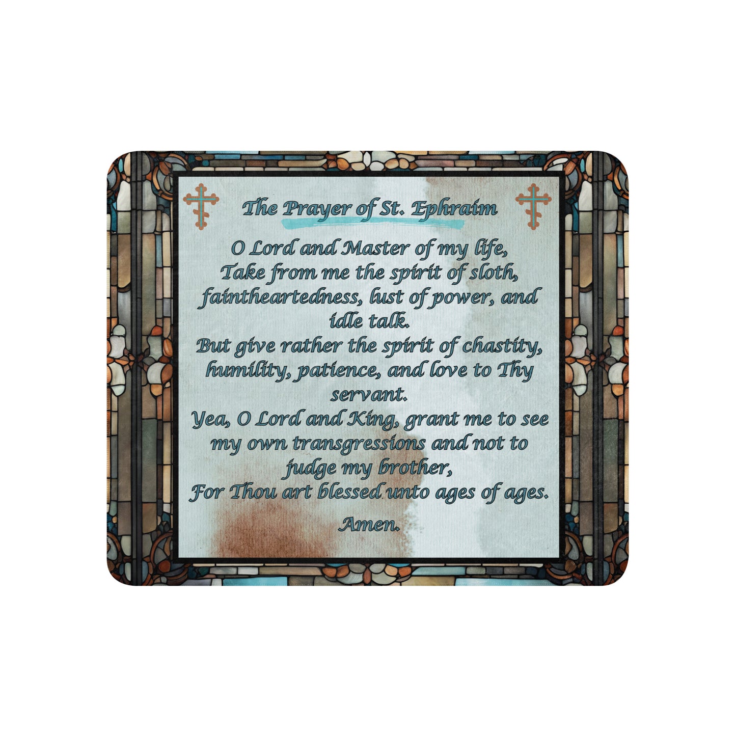 Orthodox Christmas Sherpa Blanket – Prayer of Saint Ephraim, Stained Glass Design