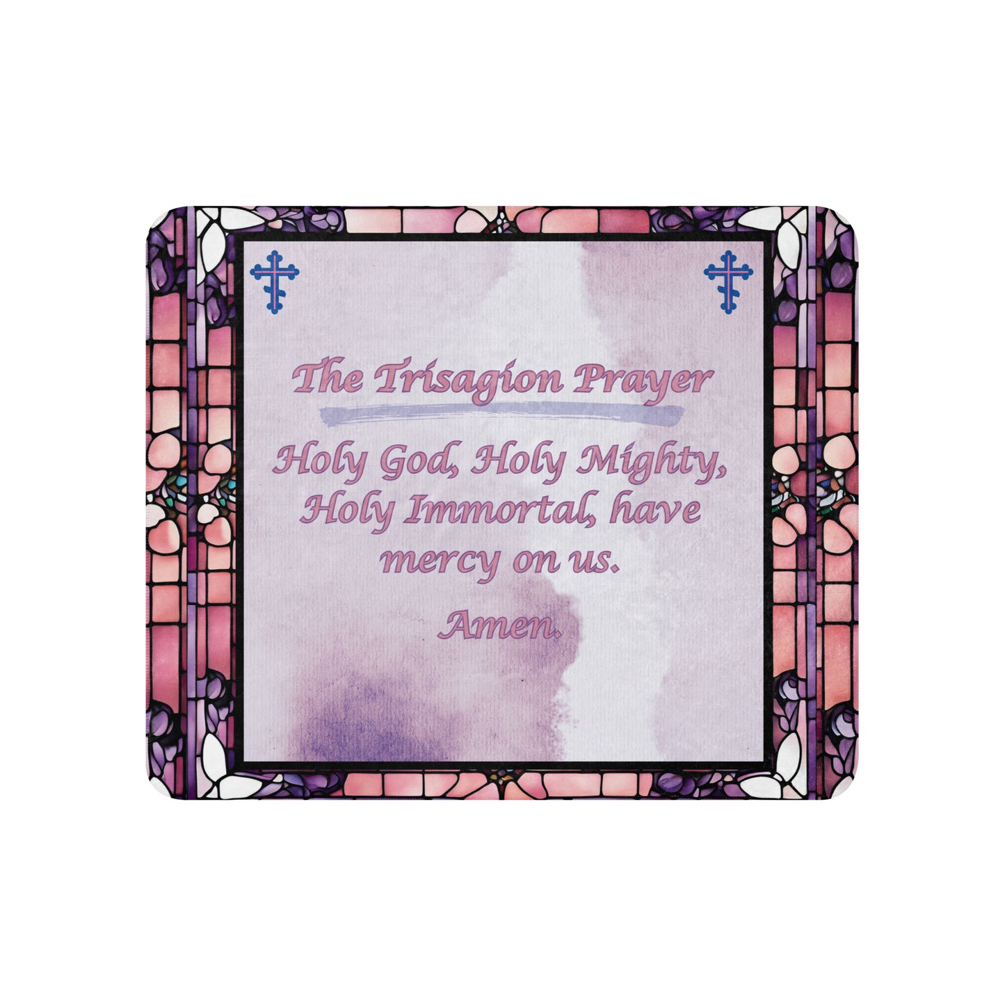 Orthodox Christmas Sherpa Blanket – The Trisagion Prayer, Stained Glass Design