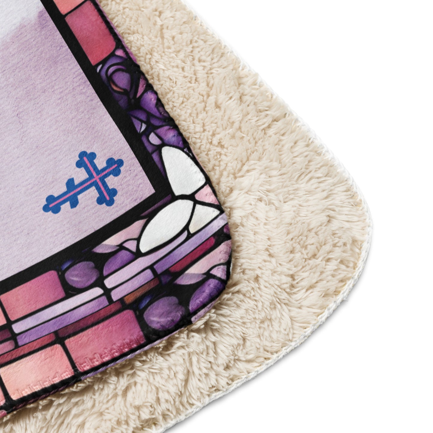 Orthodox Christmas Sherpa Blanket – The Trisagion Prayer, Stained Glass Design