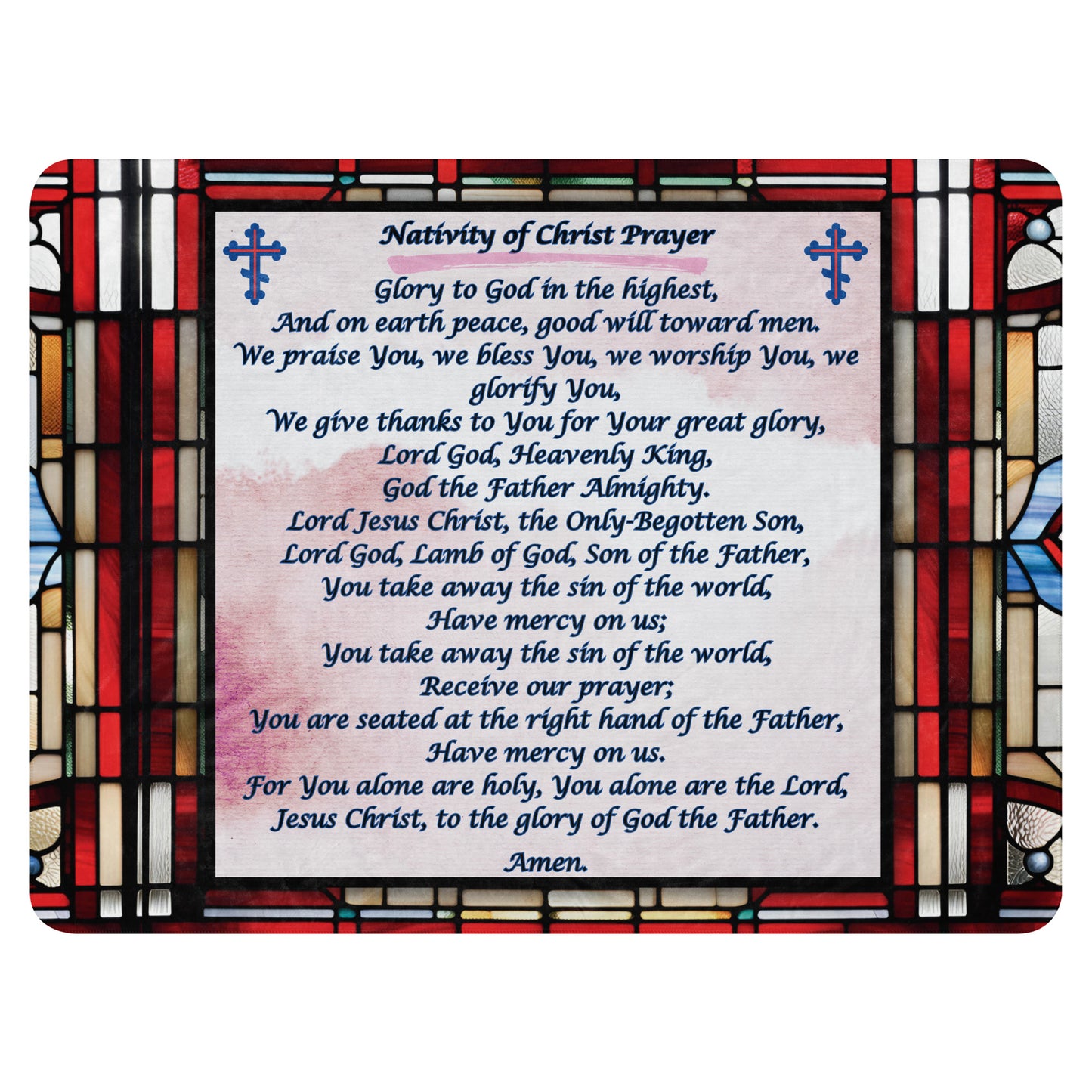 Orthodox Christmas Sherpa Blanket – Nativity of Christ Prayer, Stained Glass Design