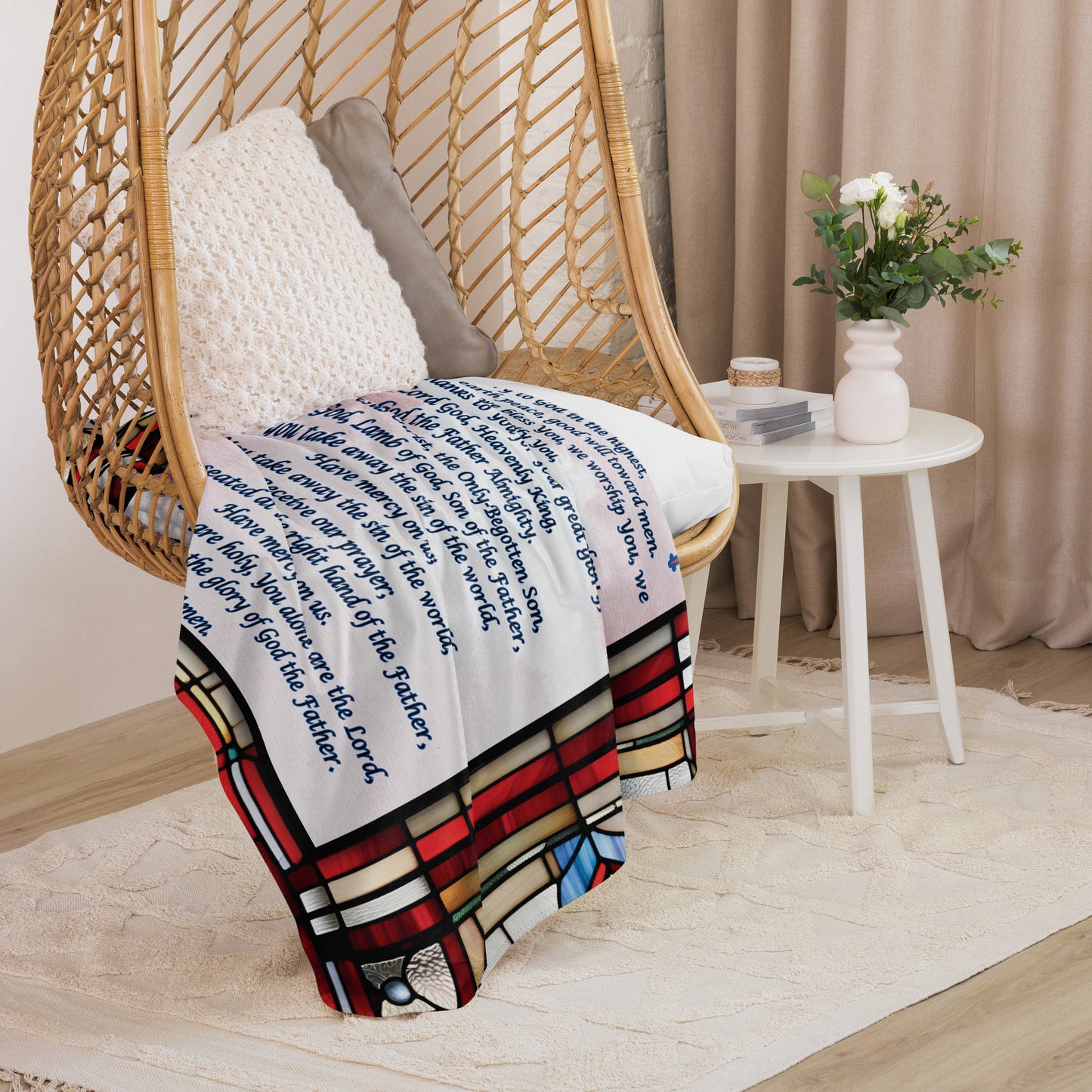 Orthodox Christmas Sherpa Blanket – Nativity of Christ Prayer, Stained Glass Design