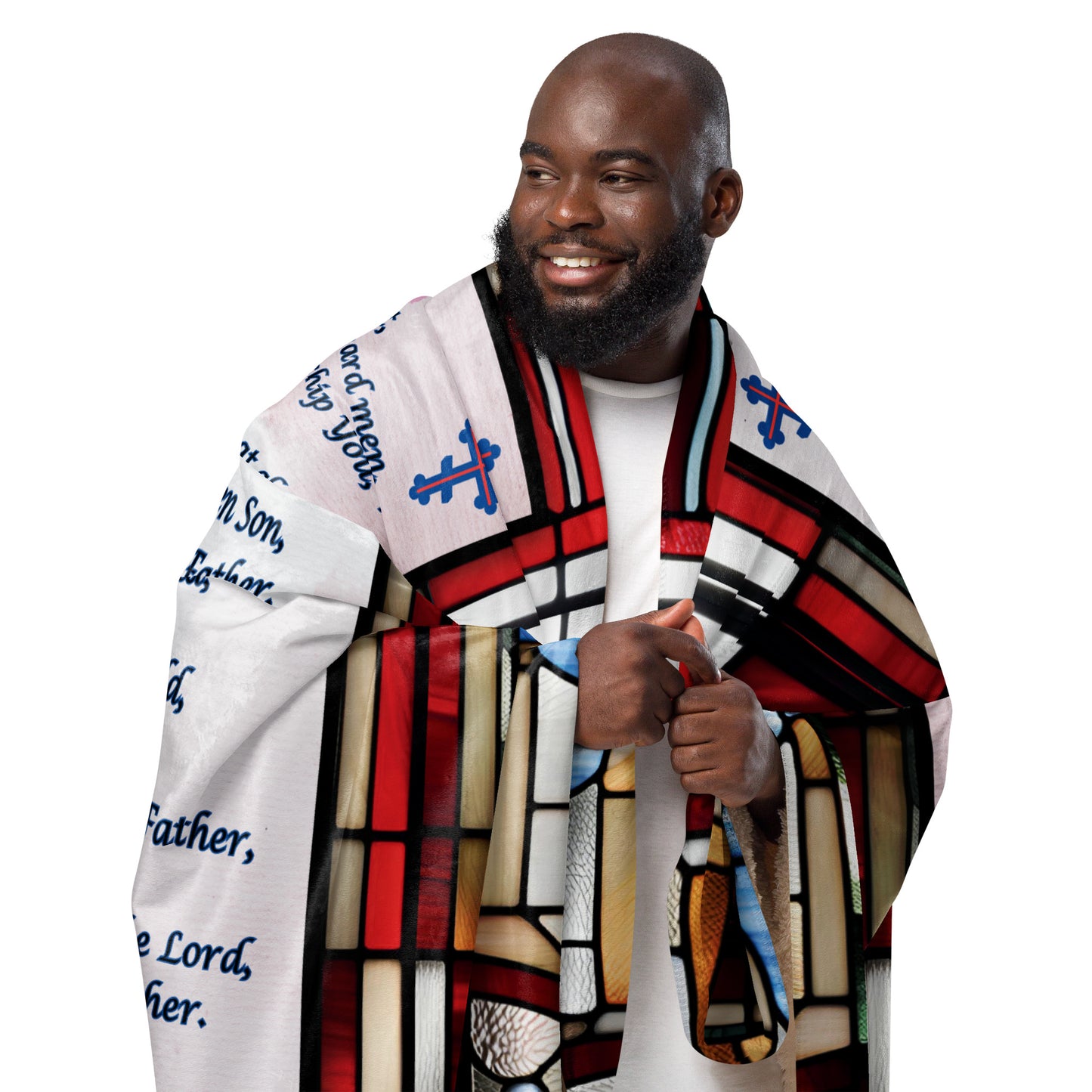 Orthodox Christmas Sherpa Blanket – Nativity of Christ Prayer, Stained Glass Design