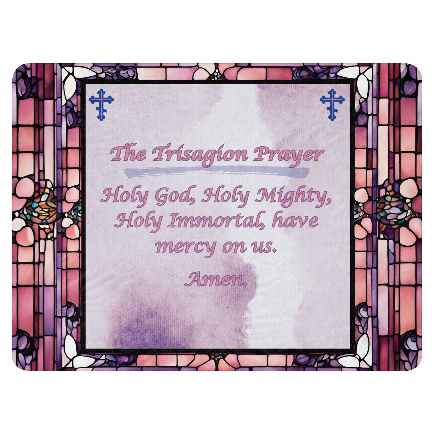 Orthodox Christmas Sherpa Blanket – The Trisagion Prayer, Stained Glass Design