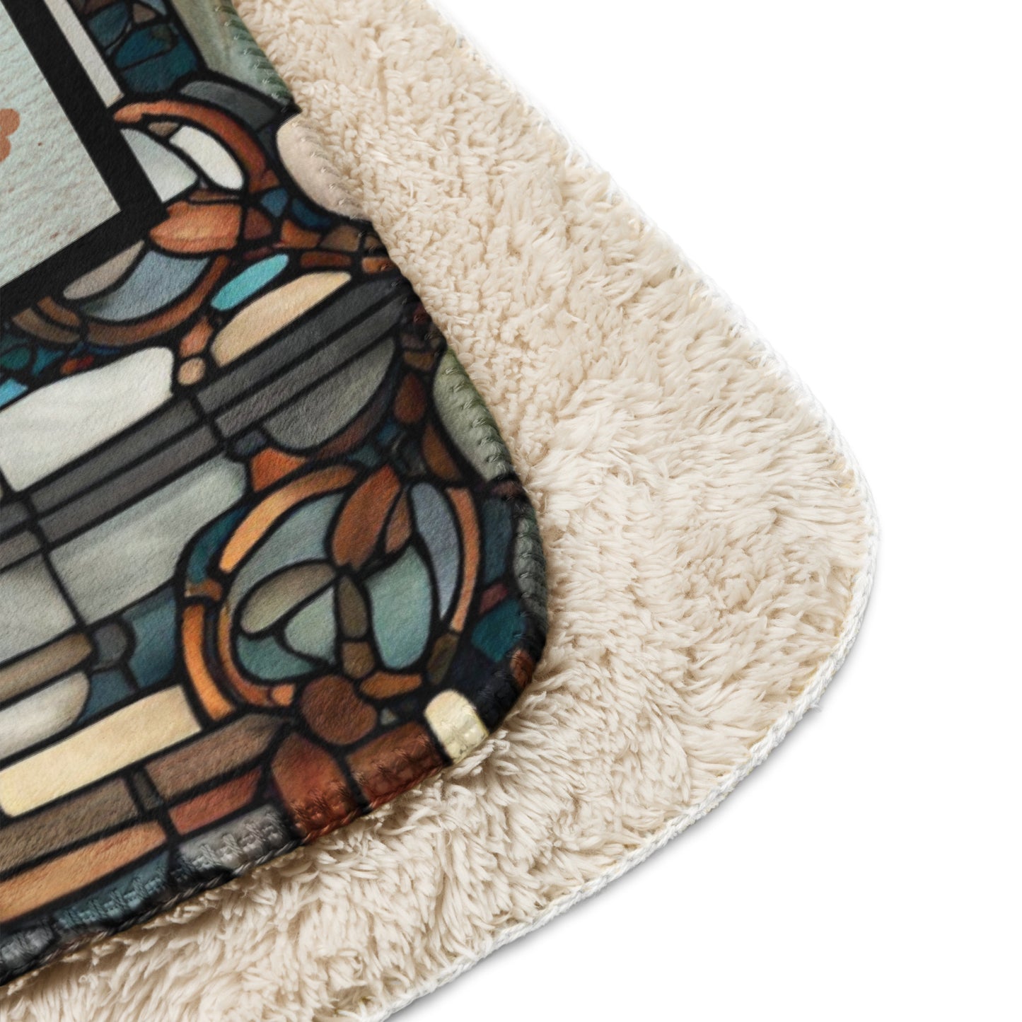 Orthodox Christmas Sherpa Blanket – Prayer of Saint Ephraim, Stained Glass Design