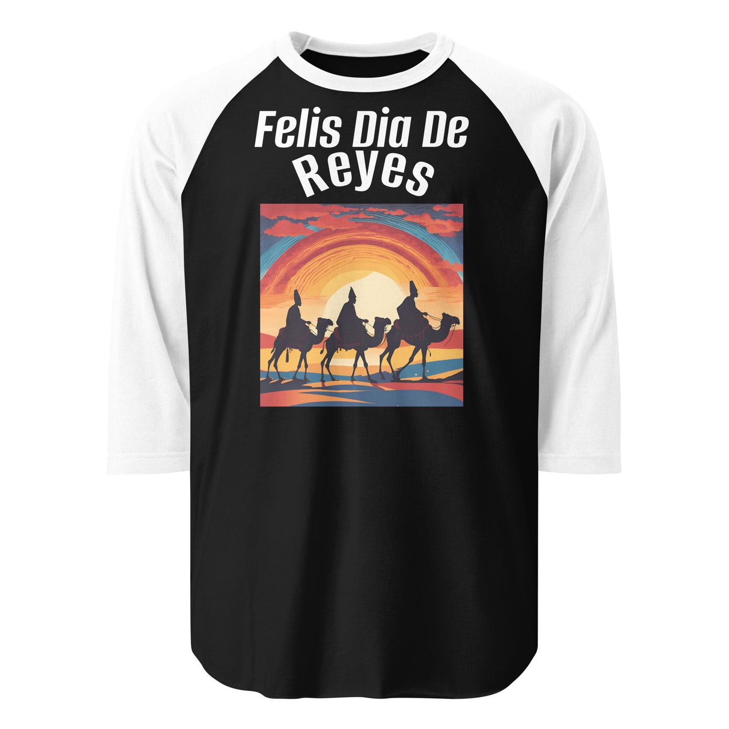 PGP Holiday Felis Día de Reyes 3/4 Sleeve Raglan Shirt – Soft Cotton Blend, Stylish Baseball-Inspired Design