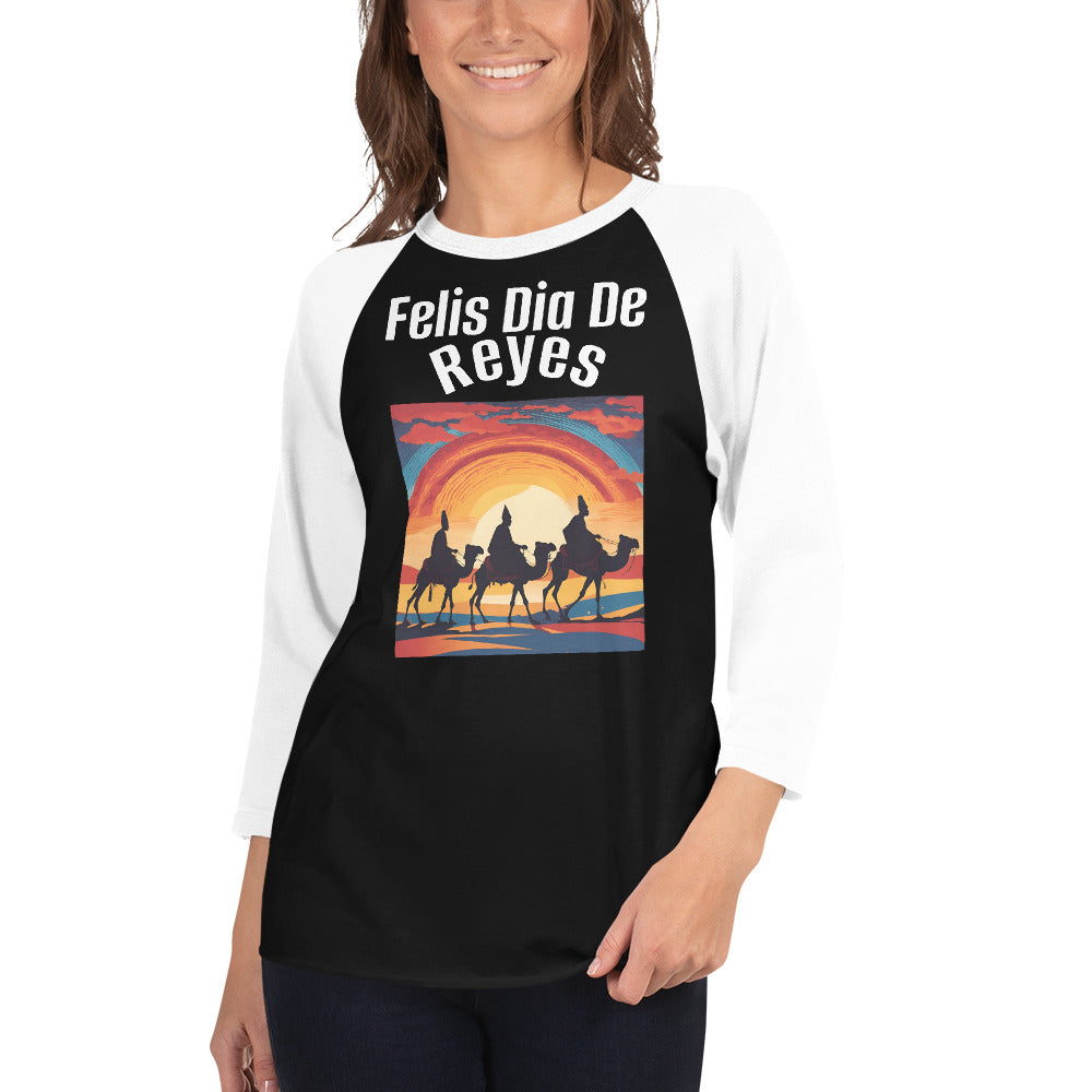PGP Holiday Felis Día de Reyes 3/4 Sleeve Raglan Shirt – Soft Cotton Blend, Stylish Baseball-Inspired Design