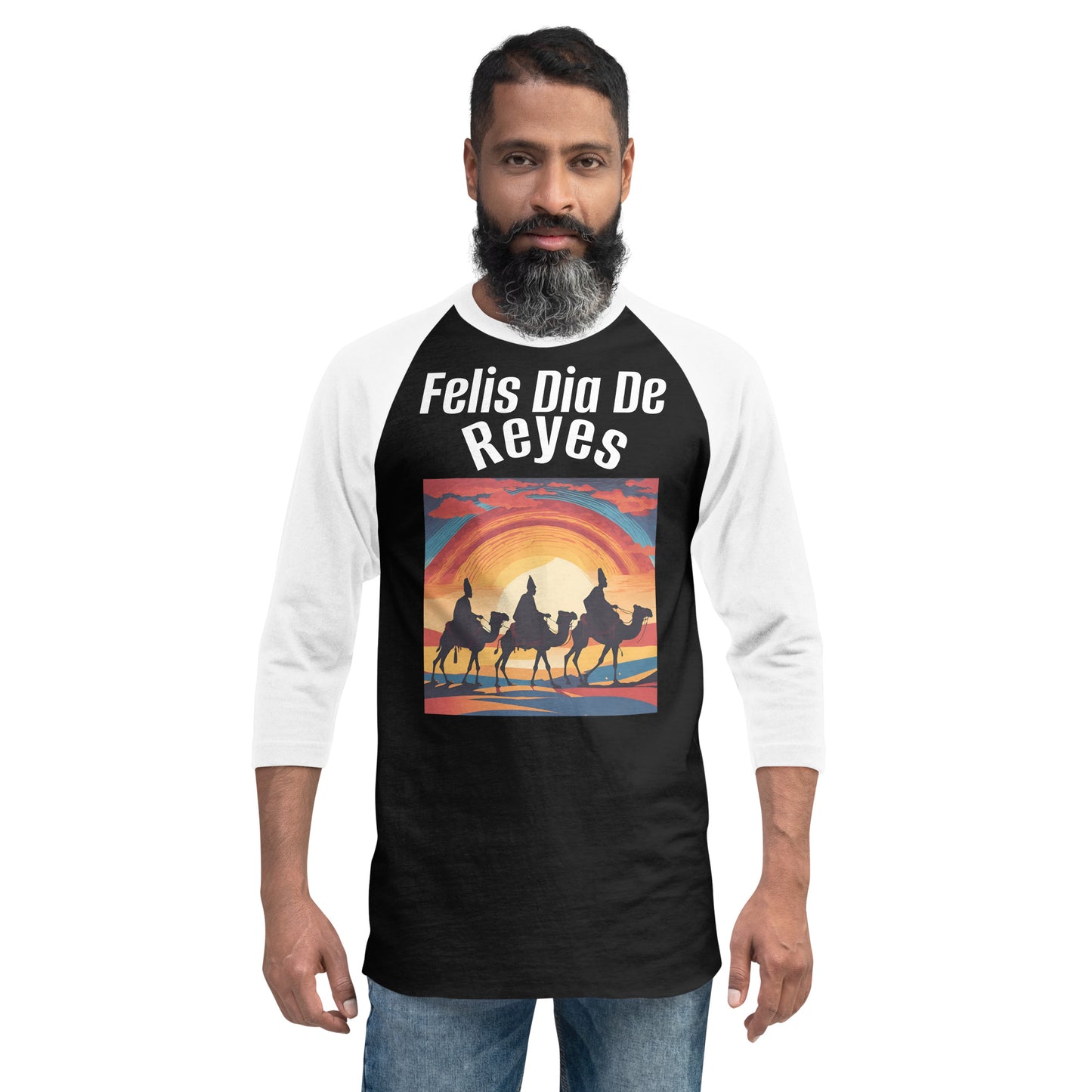 PGP Holiday Felis Día de Reyes 3/4 Sleeve Raglan Shirt – Soft Cotton Blend, Stylish Baseball-Inspired Design